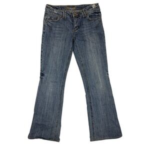 H&G Women Bootcut Jeans Medium Wash Embroidered Low Rise Blue Denim Size 9 10562